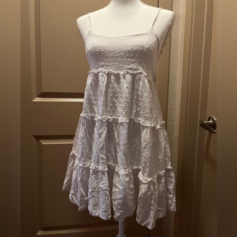 SHEIN White Swiss-Dot Mini Sundress